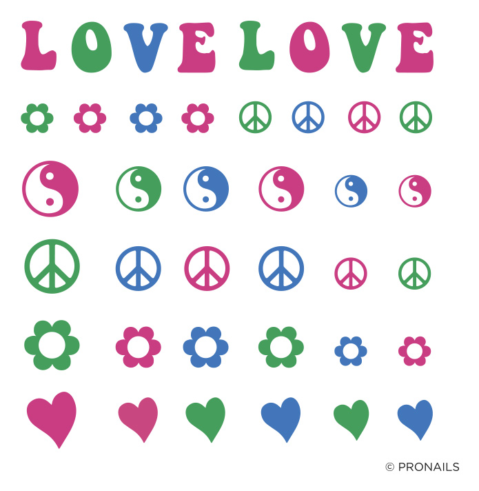 Pronails Nail Stickers Peace. Love ja Happiness