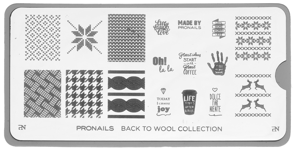 ProNails Stamping Plate Back To Wool Collection + Scraper