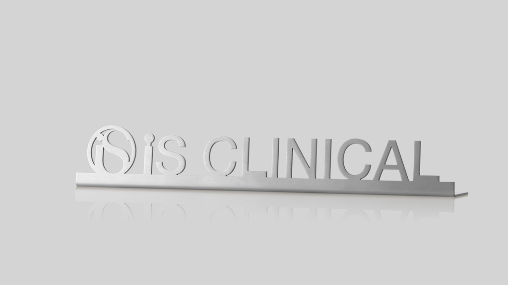 iS Clinical Metal Logo Shelf Sign